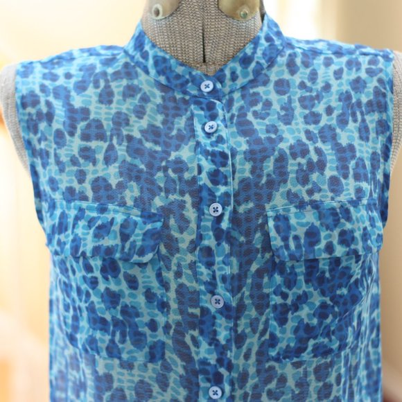 EQUIPMENT FEMME Sheer Blue Leopard Maxi Sun Dress - Picture 4 of 7